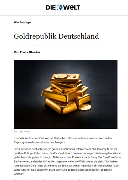 Goldrepublik Deutschland - No people buy as much gold as the Germans. And not just in uncertain times. Psychogram of the suspicious investor