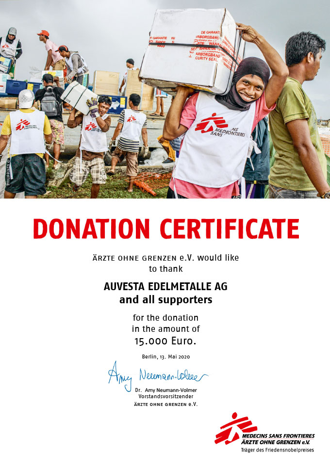 Auvesta przekazuje darowiznę w wysokości 15.000 euro dla lekarzy bez granic